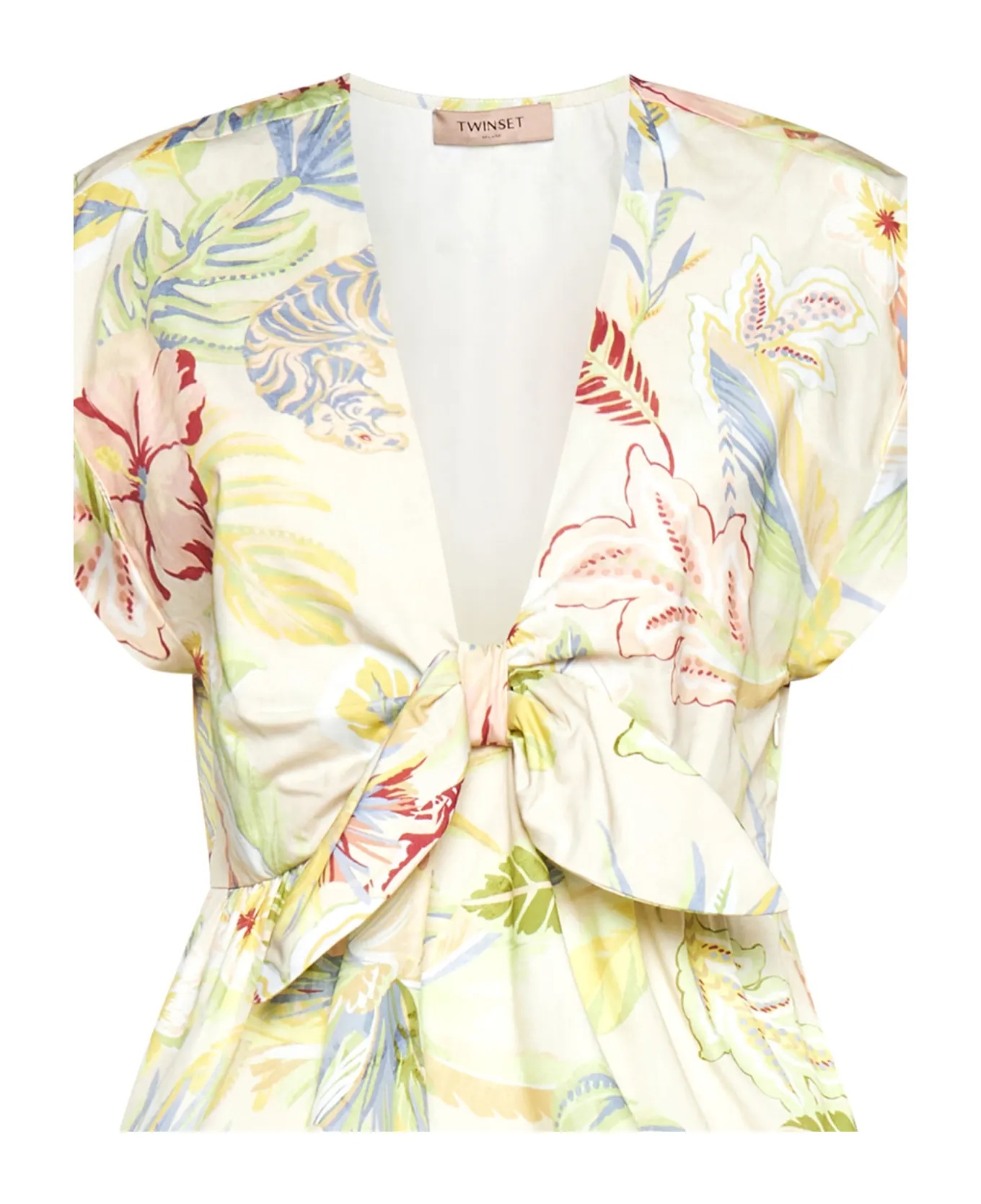 Twinset Floral-print Cap-sleeves Blouse In White