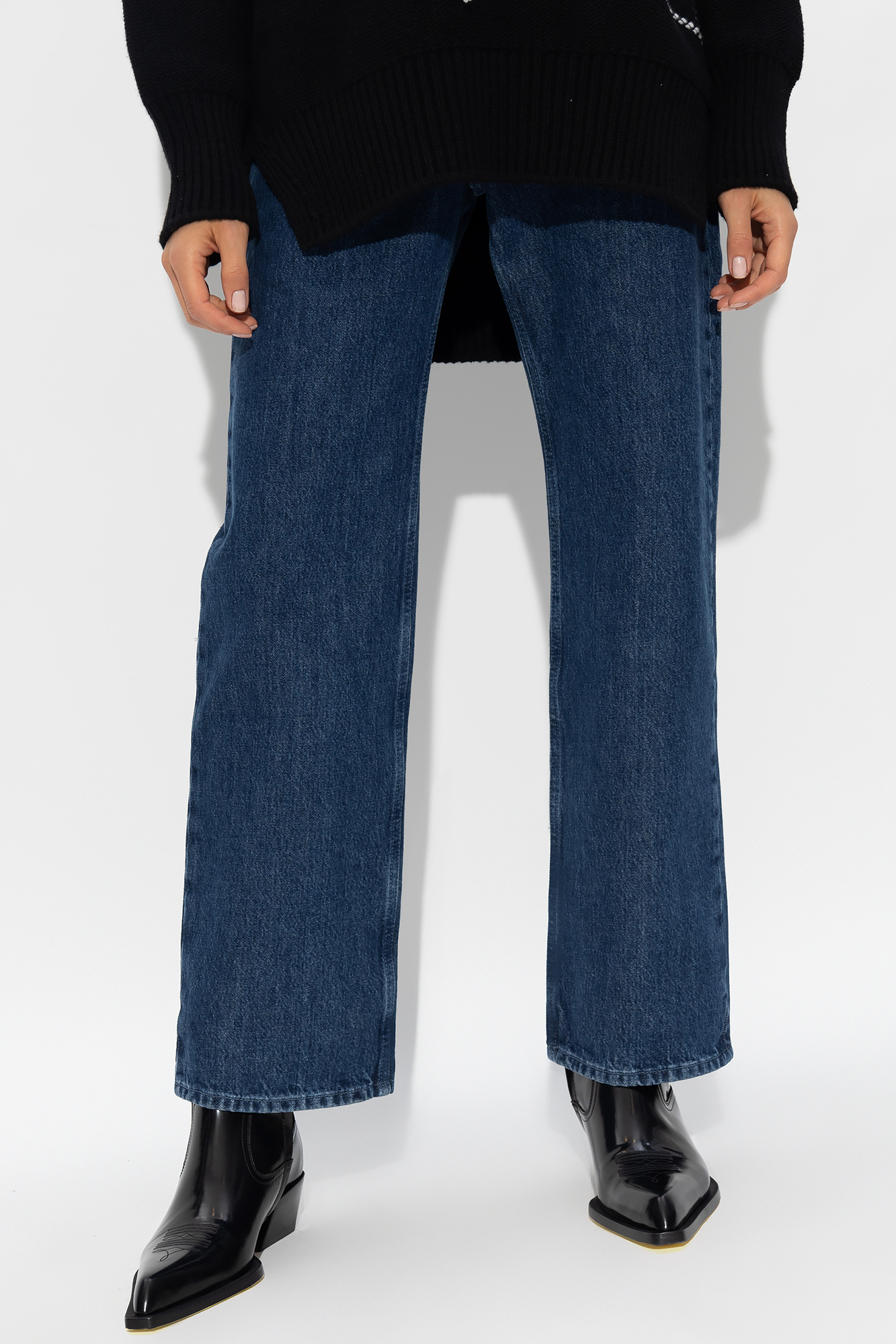 Off-white Low-rise Cropped Straight-leg Jeans In Blue