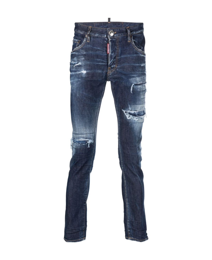 Shop Dsquared2 Distressed-finish Tapered-leg Jeans In Black