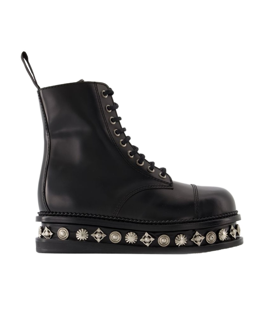 Shop Toga Stud-embellished Leather Boots In Black