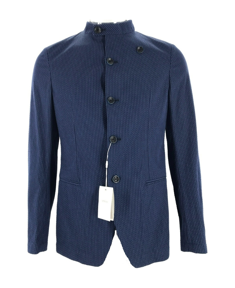 Armani Collezioni Long-sleeved Casual Jacket In Blue