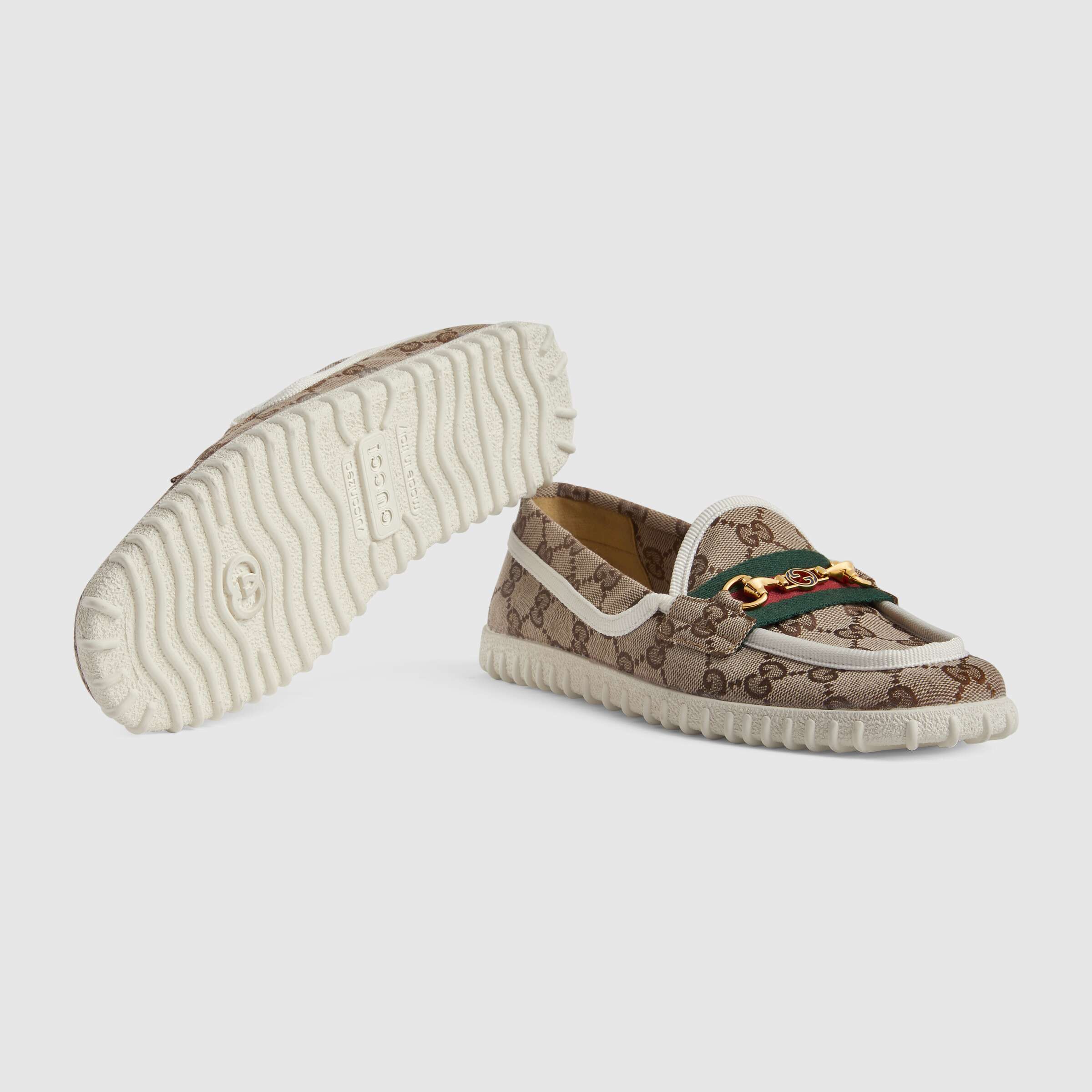 Gucci Horsebit-detail Square-toe Loafers In Nude