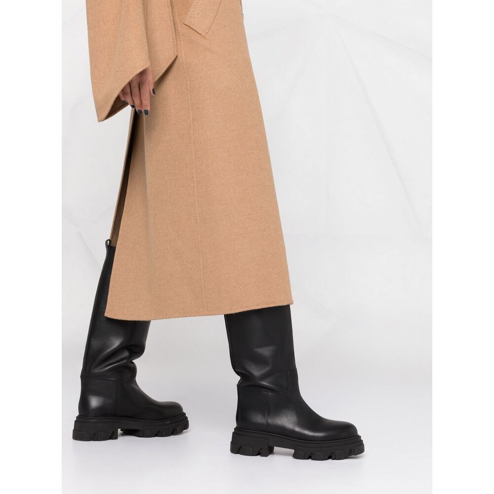 Max Mara Long-sleeved Lapel Coat In Brown