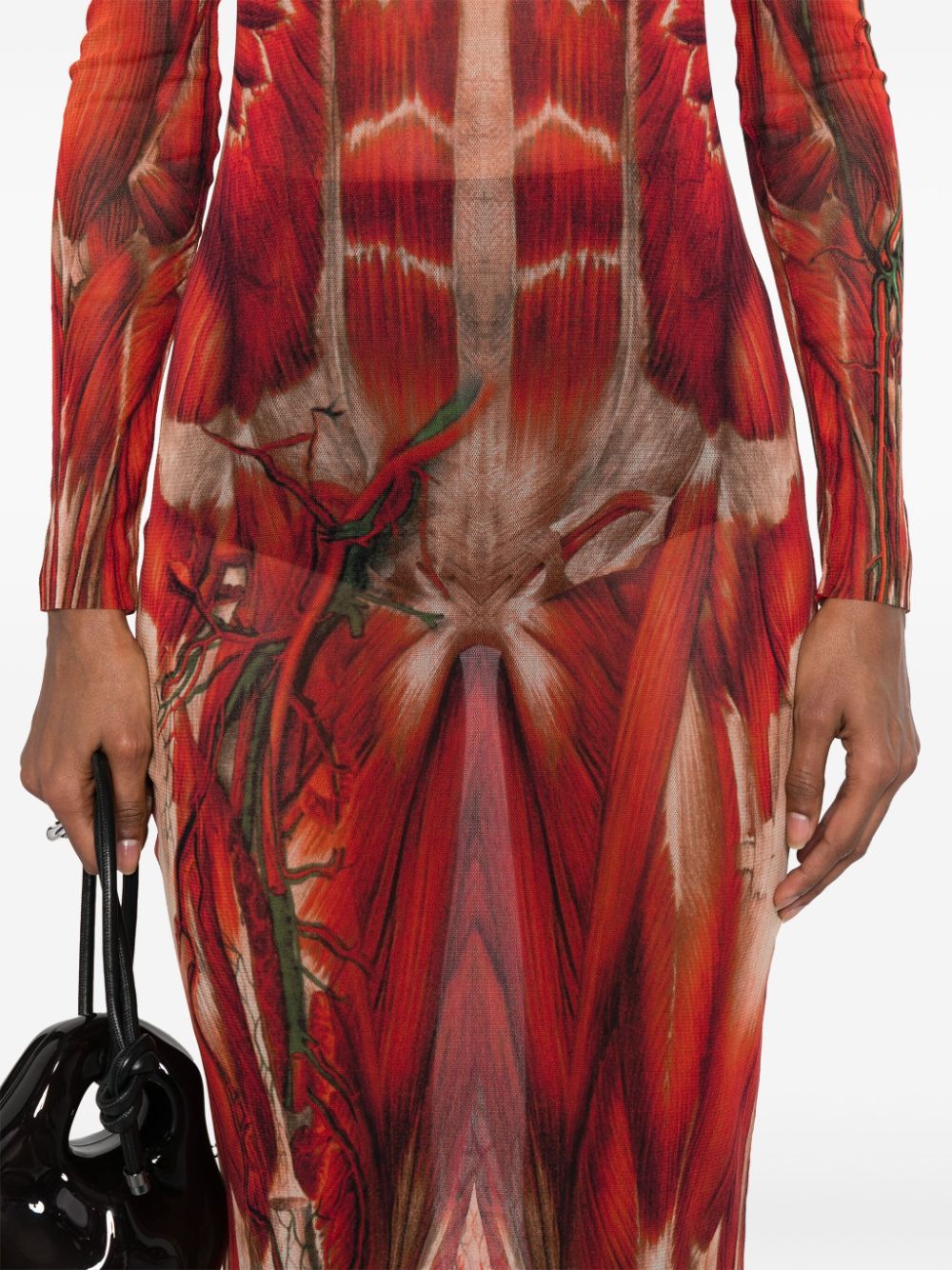 Shop Jean Paul Gaultier Écorché-print Tulle Maxi Dress In Pink