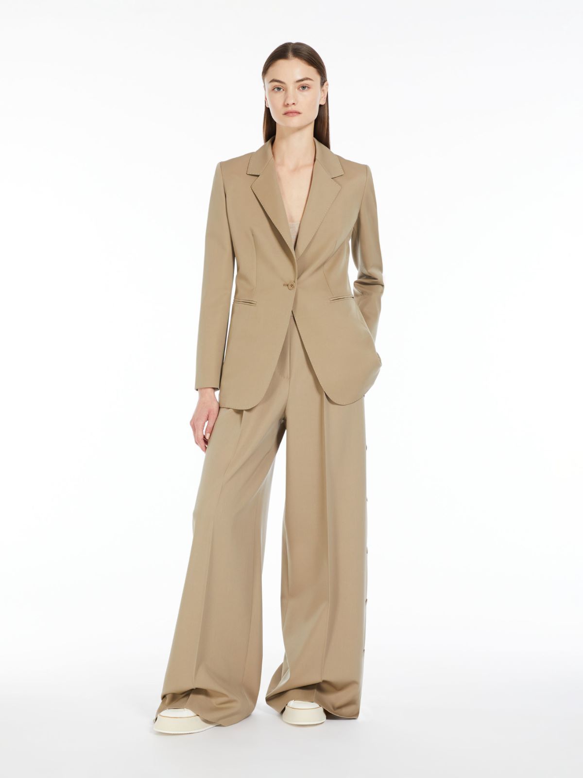 Max Mara Wool Single-breasted Suit Coat In Nude