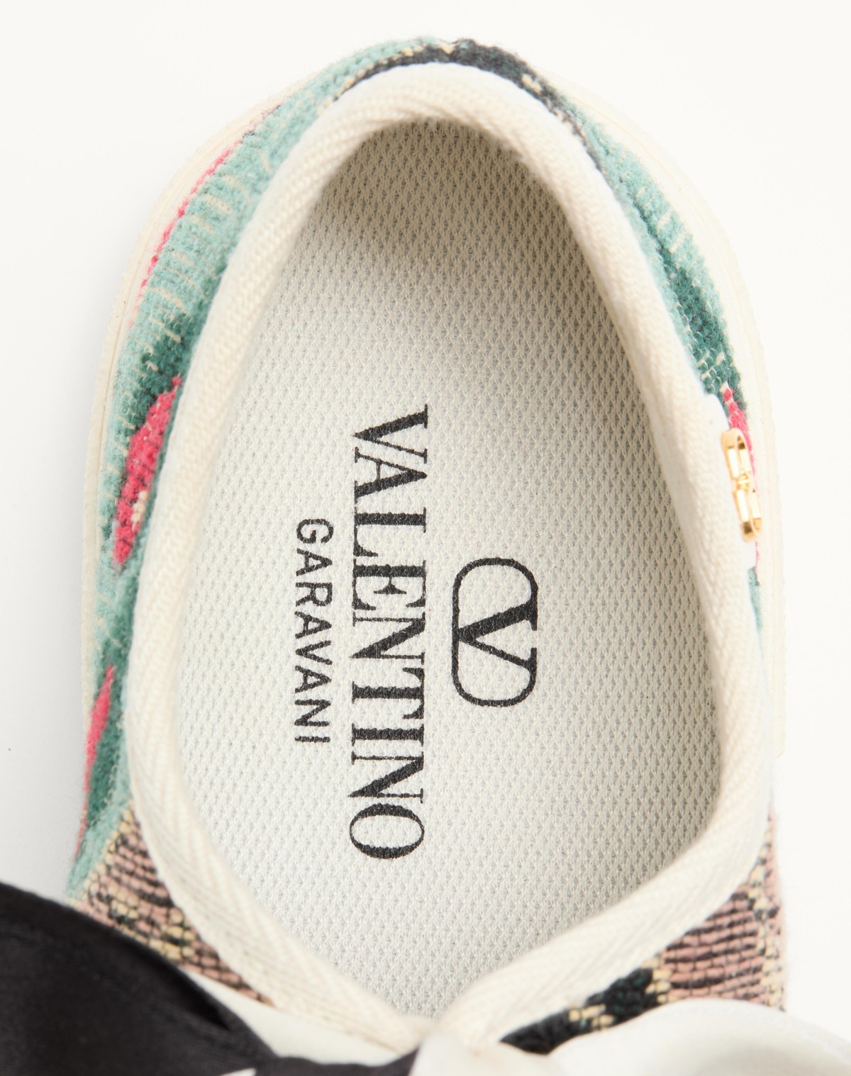 Valentino Bay By Bay Ballerina Trainer In Jacquard Fabric With Floral Embroidery In Multicolor