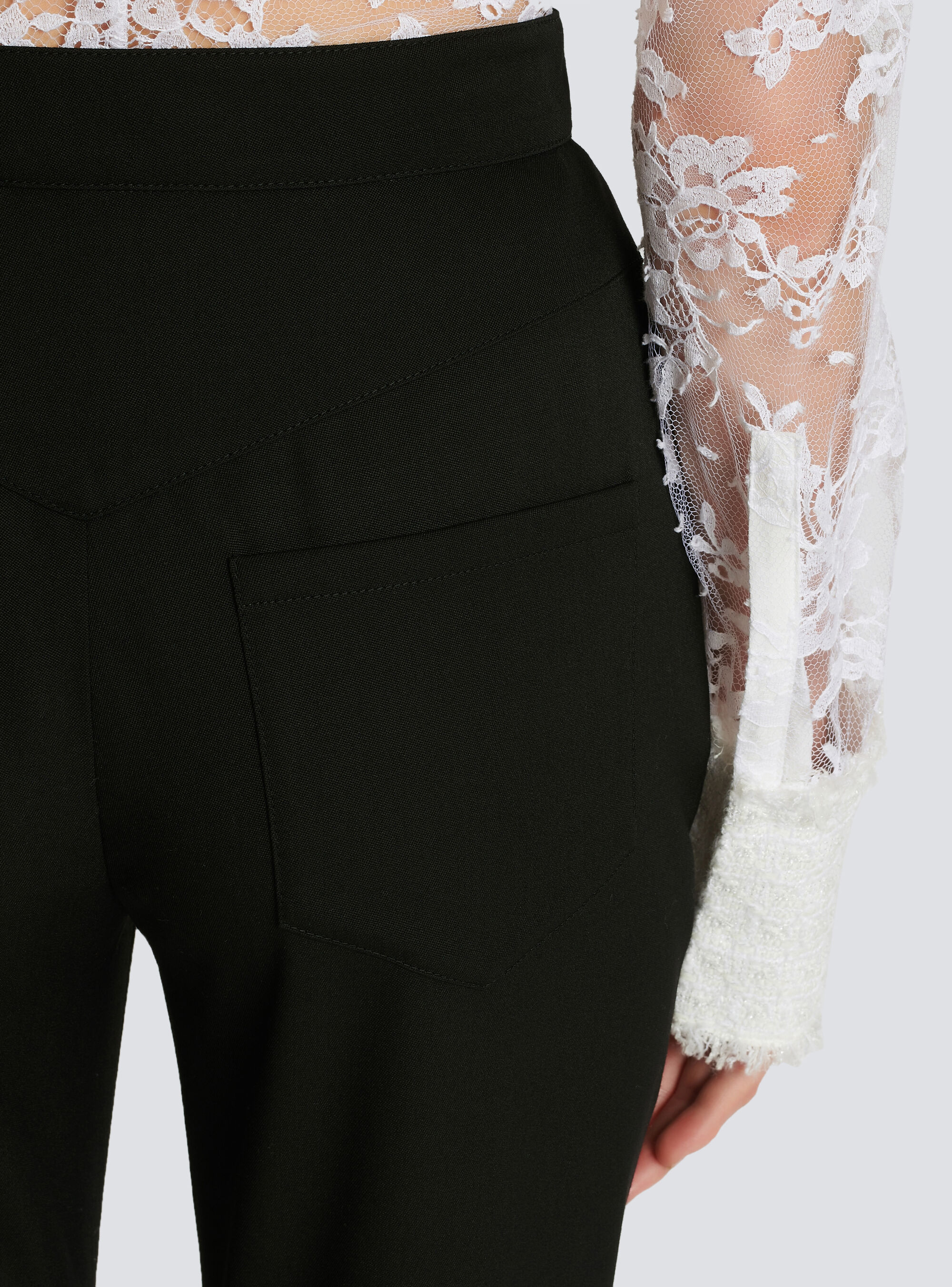 Balmain High-waisted Wool Skinny Trousers In Black