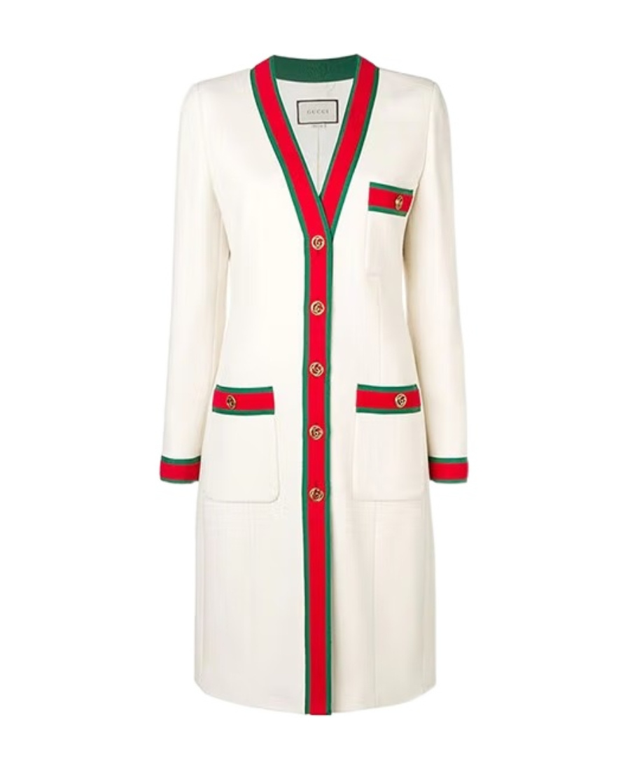 Gucci Striped Long Sweater In White