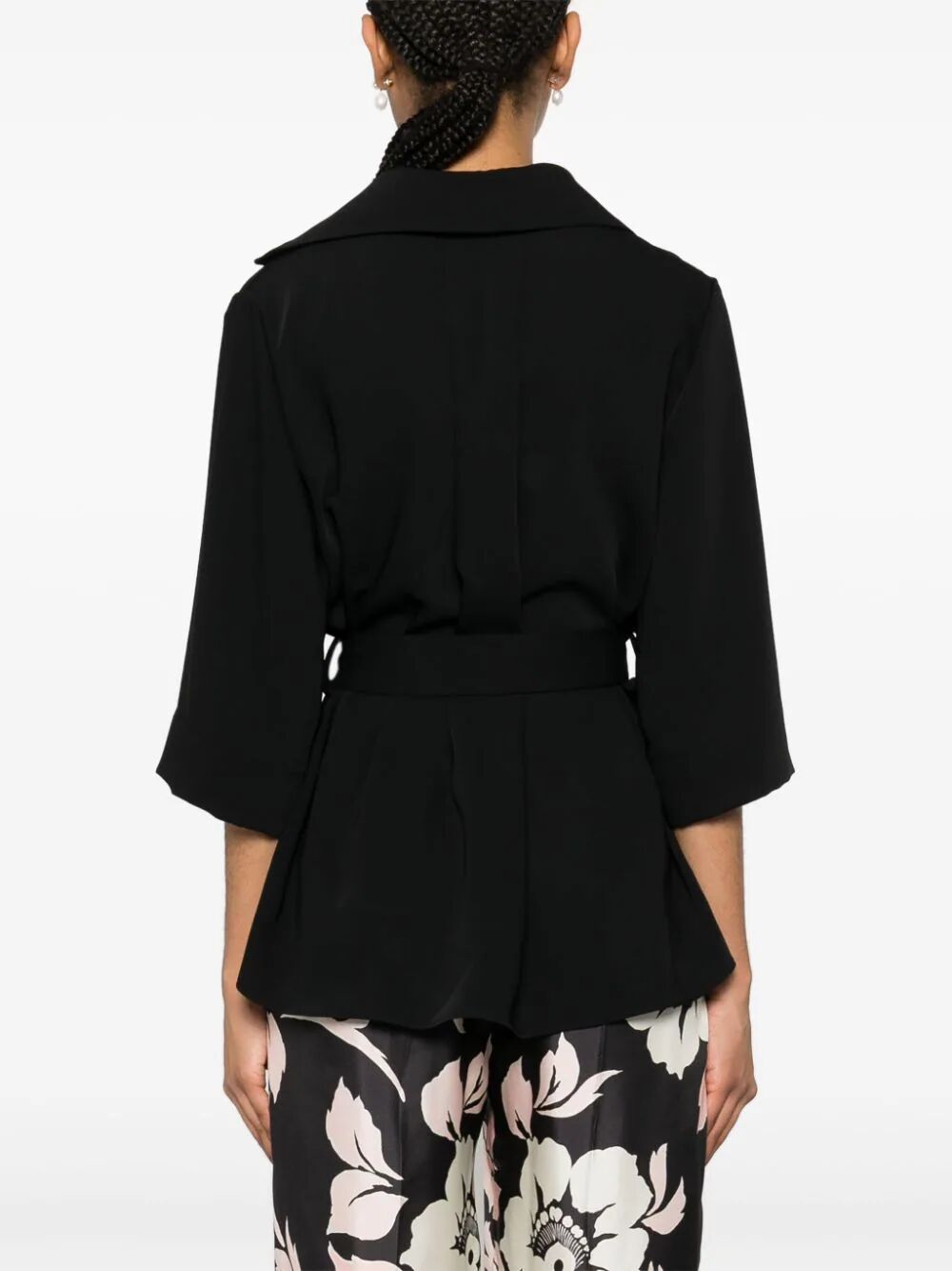 P.a.r.o.s.h Tied-waist Cady Blouse In Black