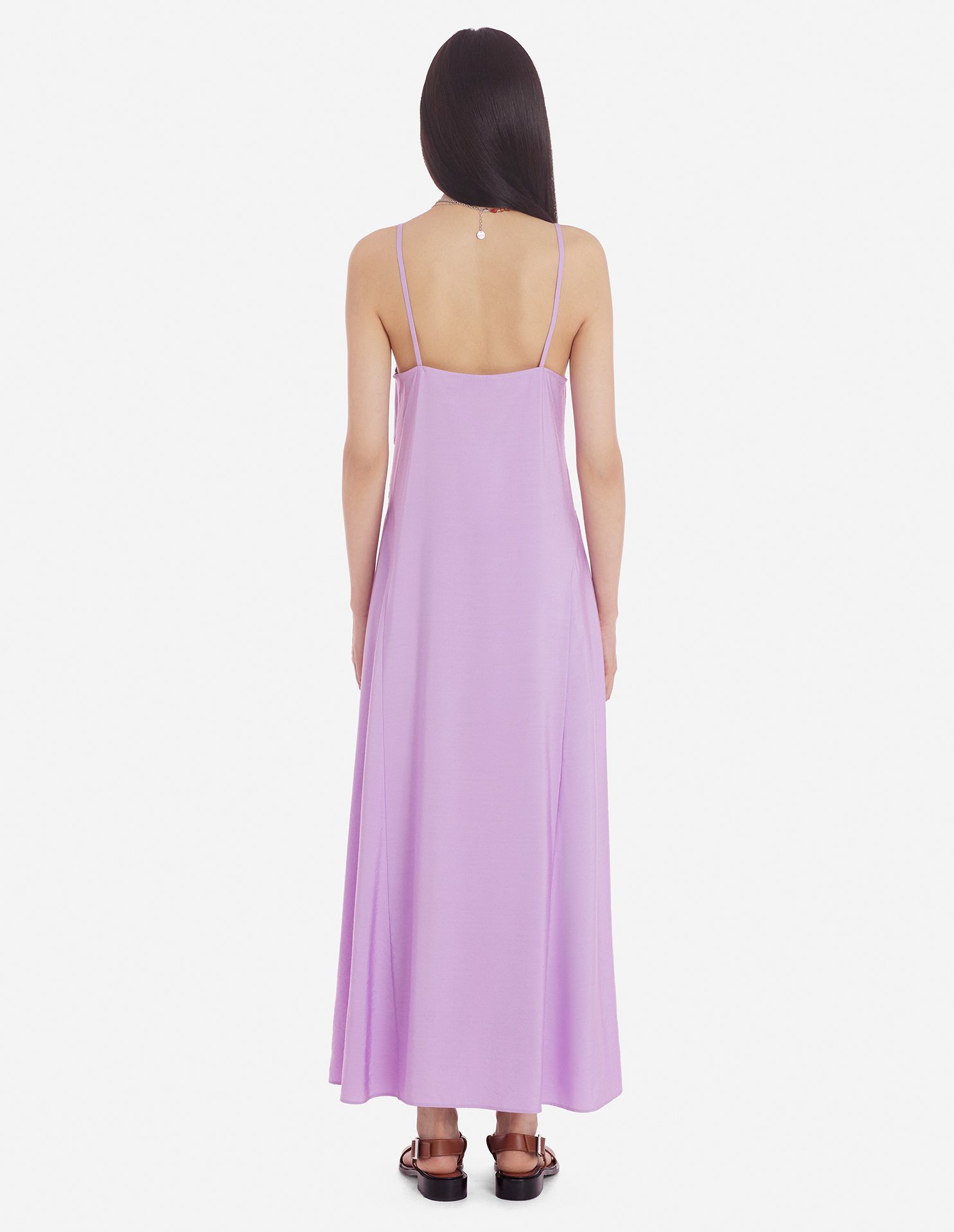 Shop Maison Kitsuné Sleeveless Flared Dress In Purple