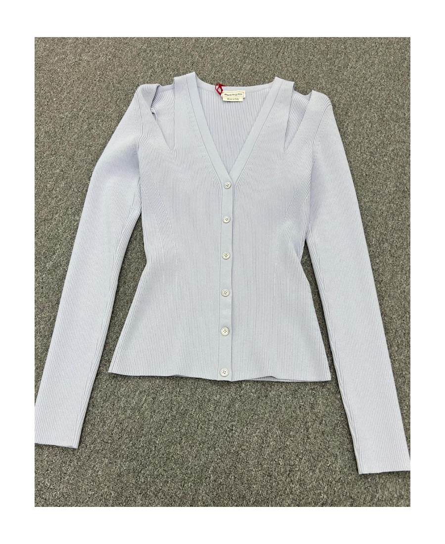 Alexander Mcqueen Cut-out Cardigan In White