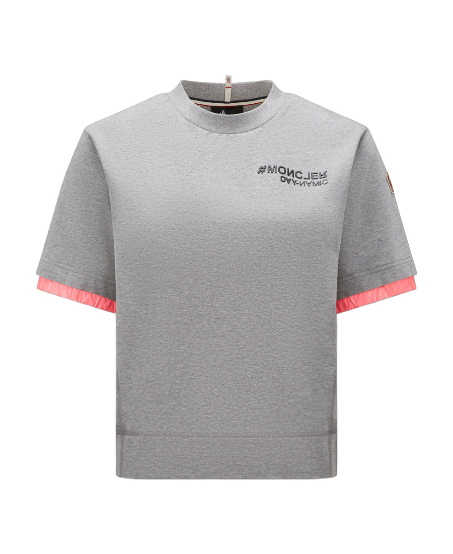 Moncler Double-sleeve Logo-print T-shirt In Gray