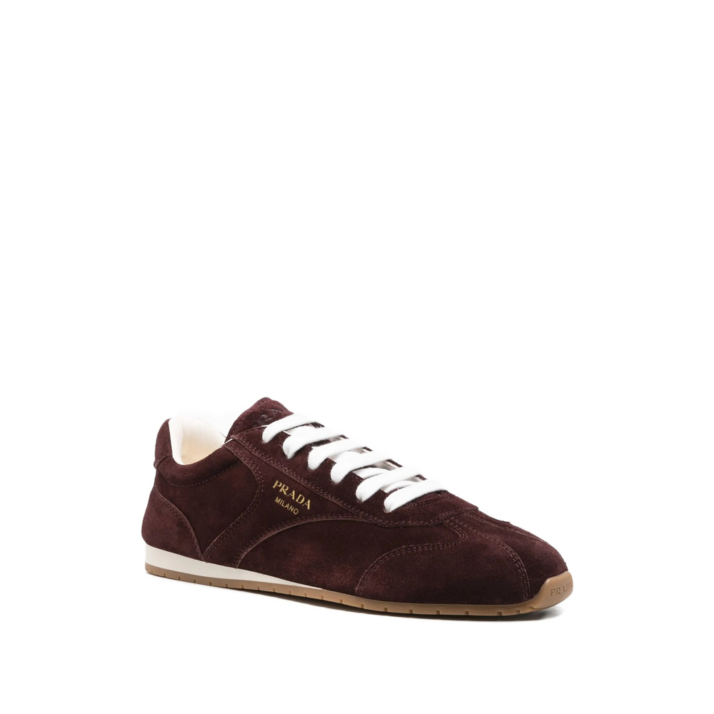 Prada Suede Sneakers Rubber Sole In Burgundy