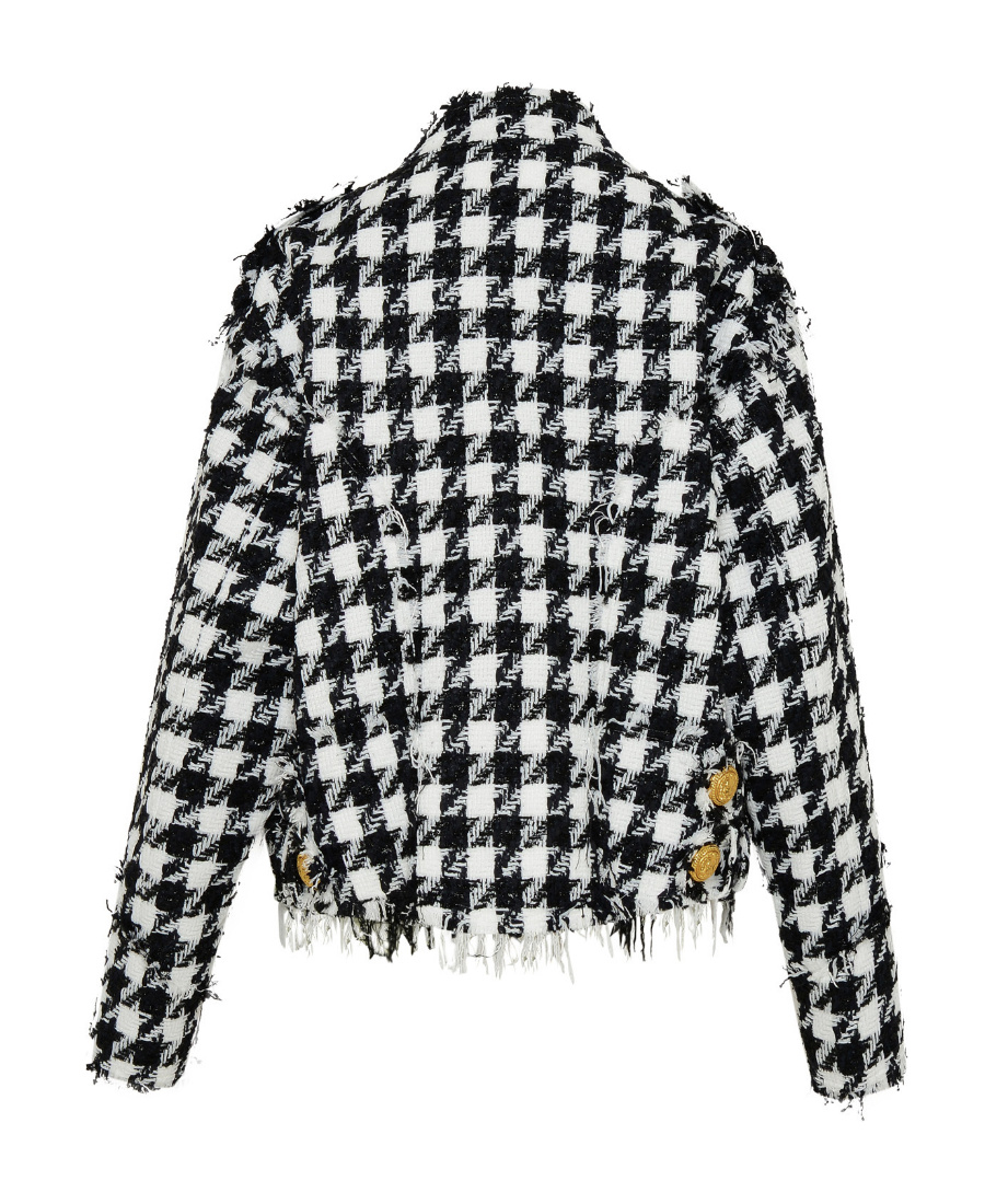 Balmain White & Black Double-breasted Jacket In Black