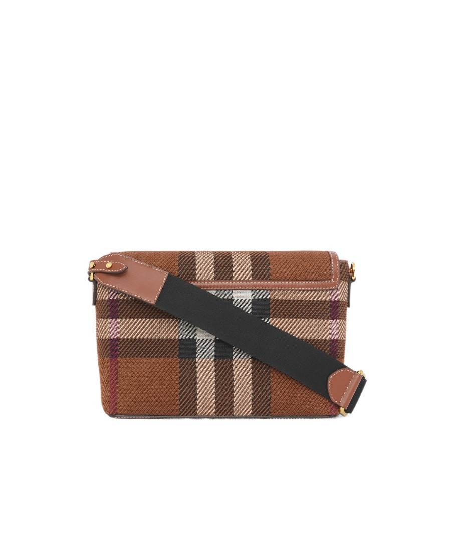 Burberry Check-pattern Crossbody Bag In Brown