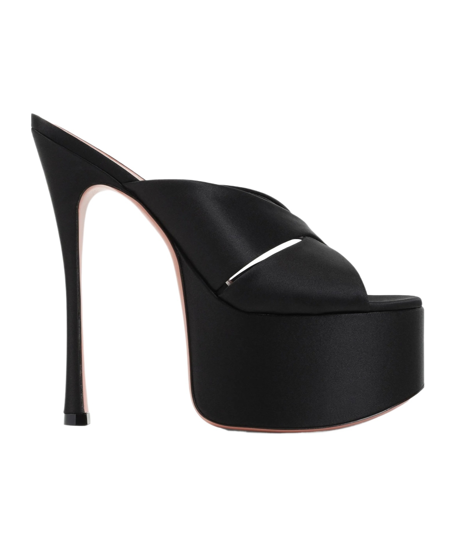 Amina Muaddi Round Toe High Heel Sandals In Black