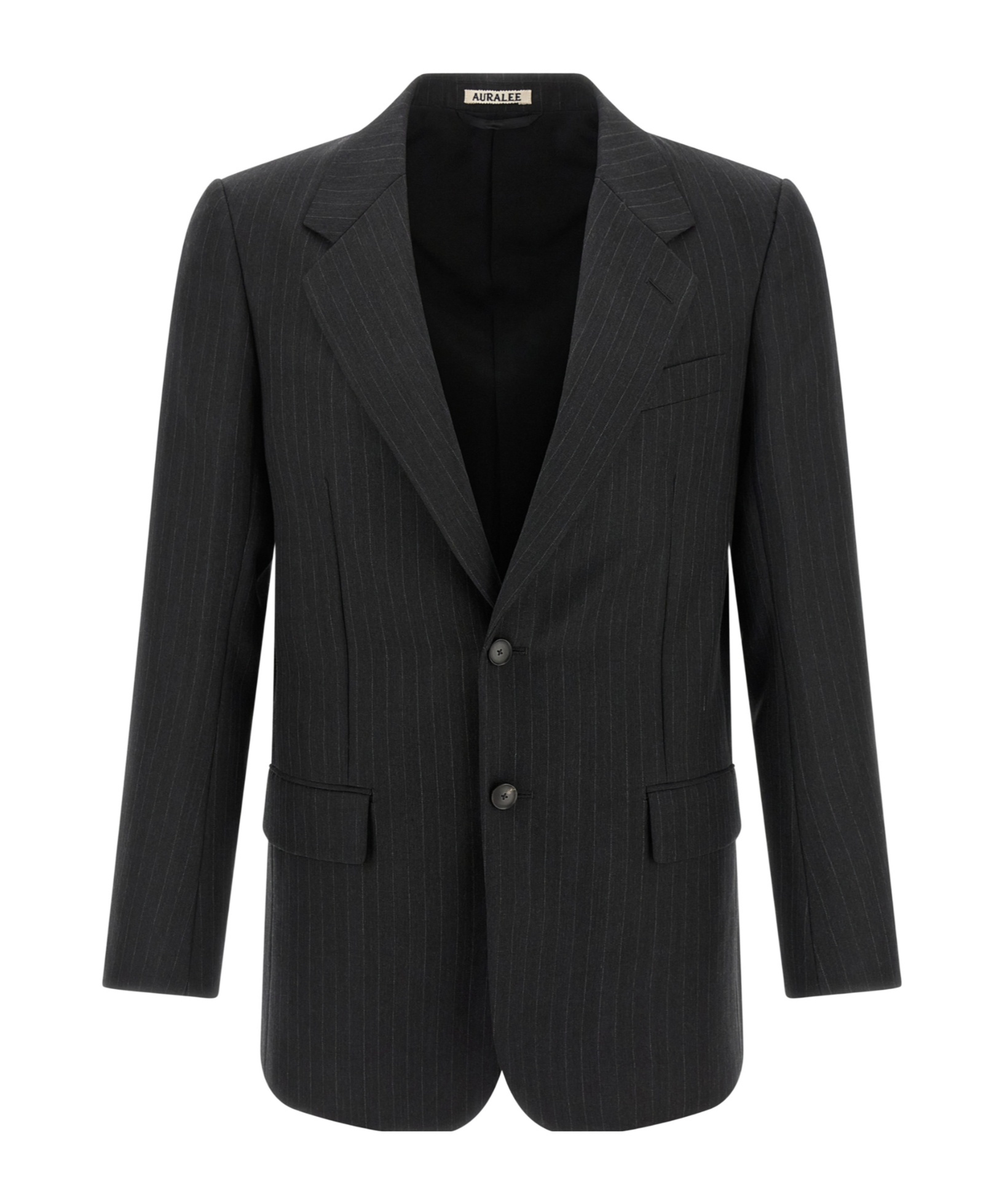 Auralee Striped Two-button Jacket In Black
