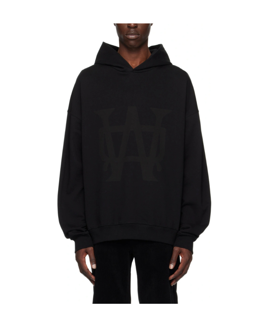We11 Done Logo Hooded Sweater In Black