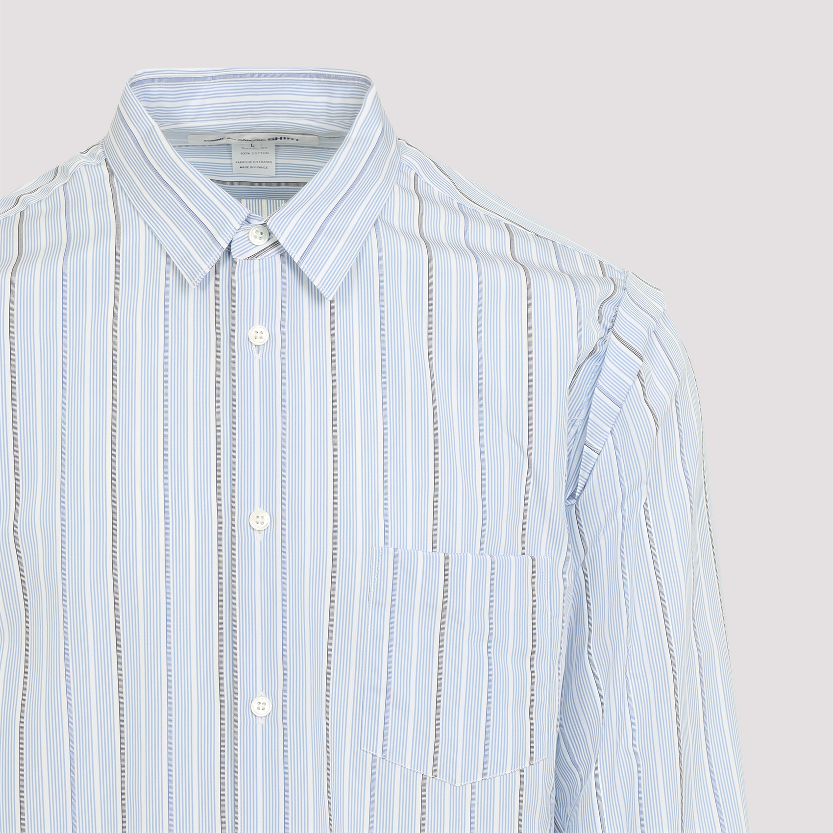 Comme Des Garçons Light Blue Striped Shirt In Blue