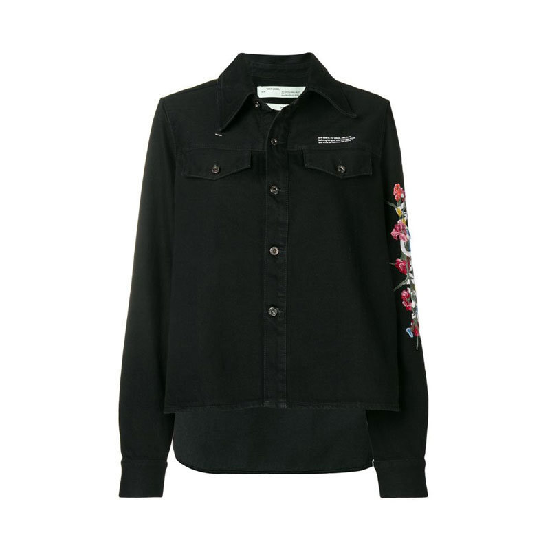 Off-white Embroidered Casual Jacket In Black