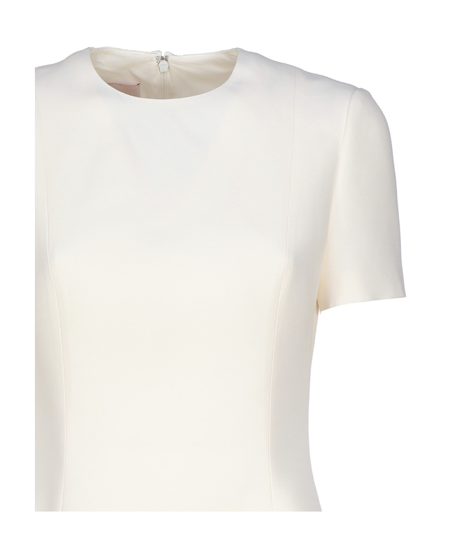 Valentino Round-collar Short-sleeve Dress In White
