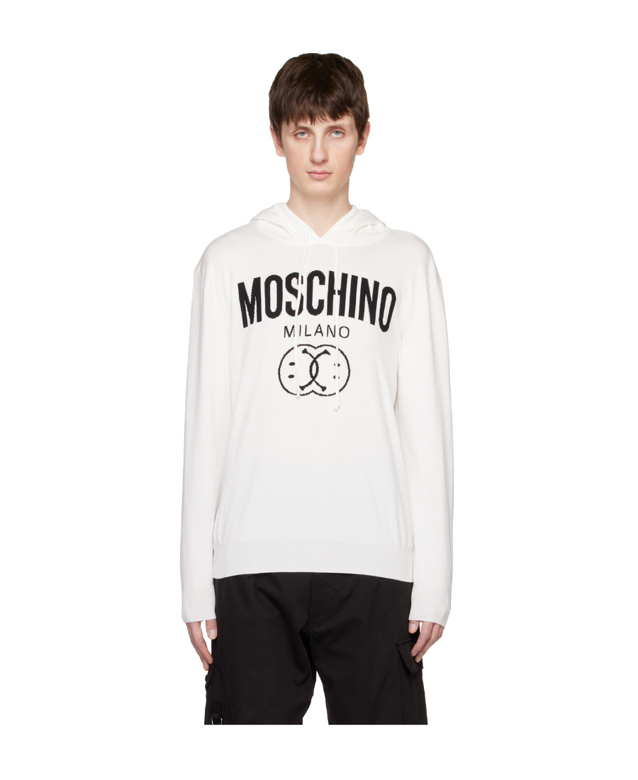 Moschino Smiling Face Hooded Sweater In White