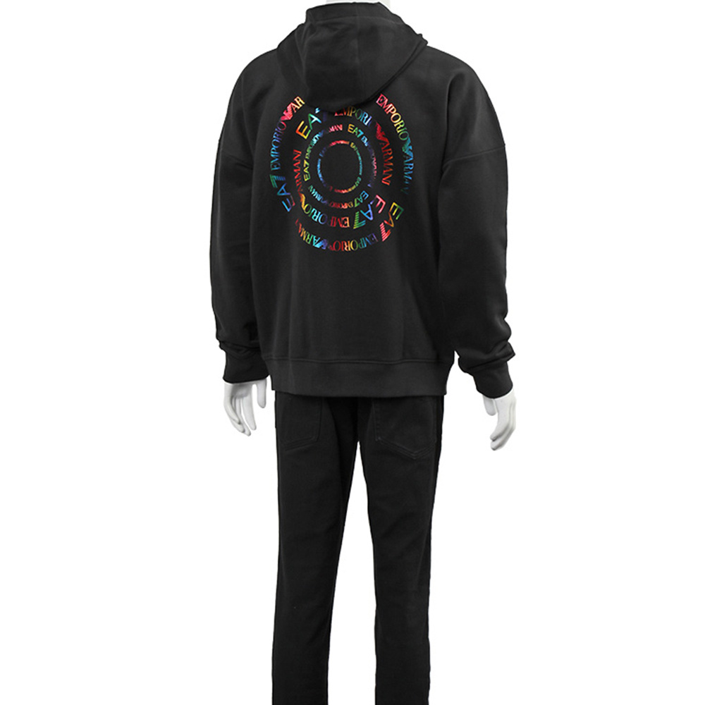 Ea7 Logo-print Drawstring Hoodie In Black