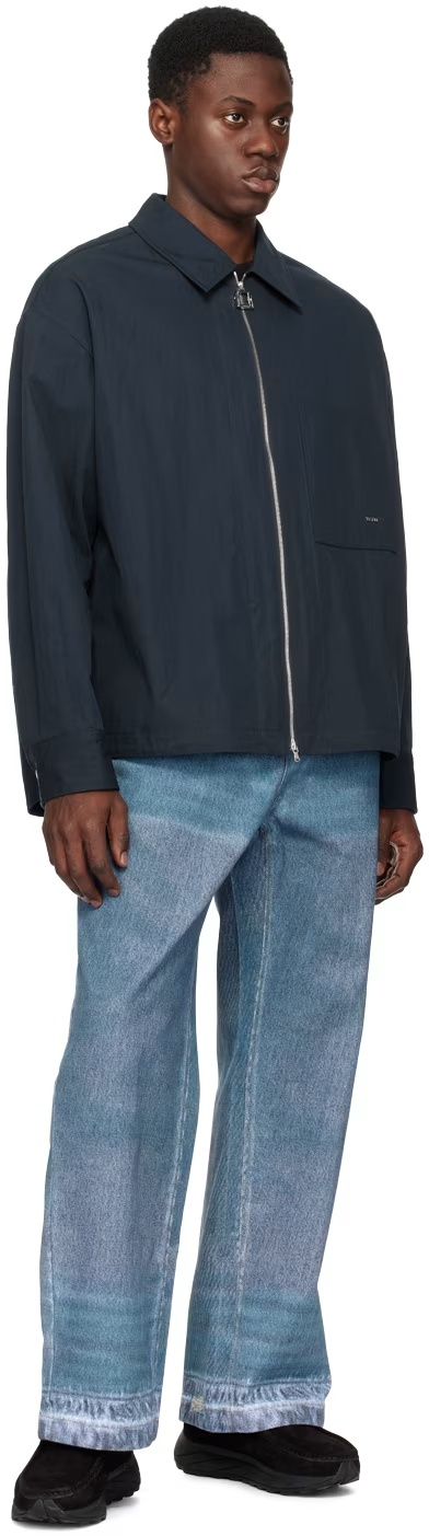 Wooyoungmi Navy Drawstring Shirt In Black