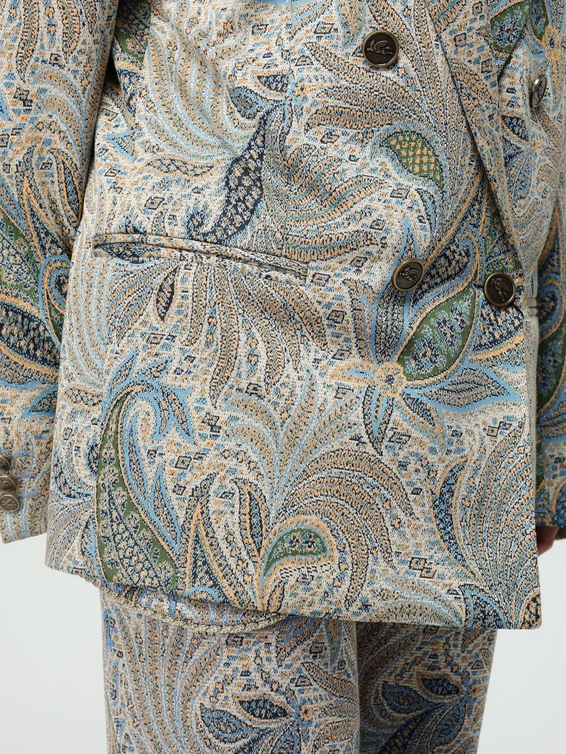 Etro Women's Double-breasted Jacket | Size 44 | Wrca007099jje15 Color S9880 In Gray