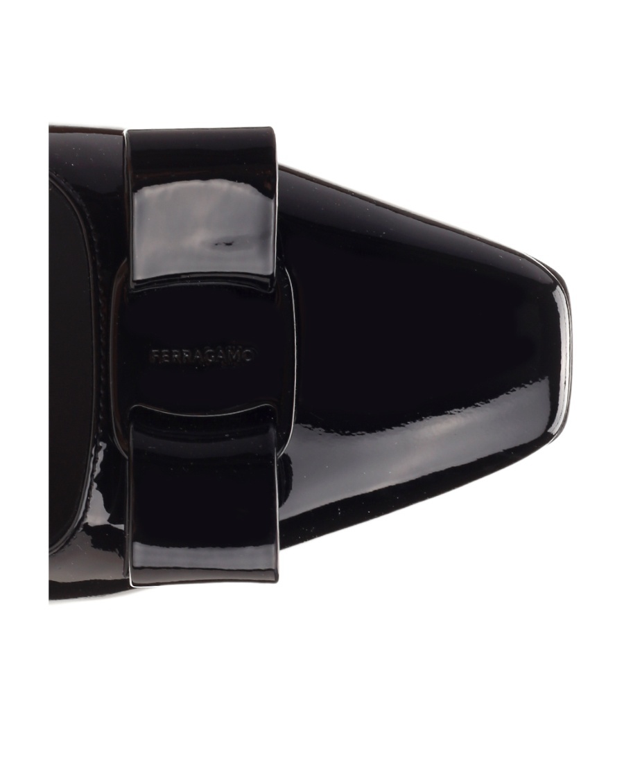 Ferragamo Woman Kitten Heel Pump With Asymmetric Bow In Black