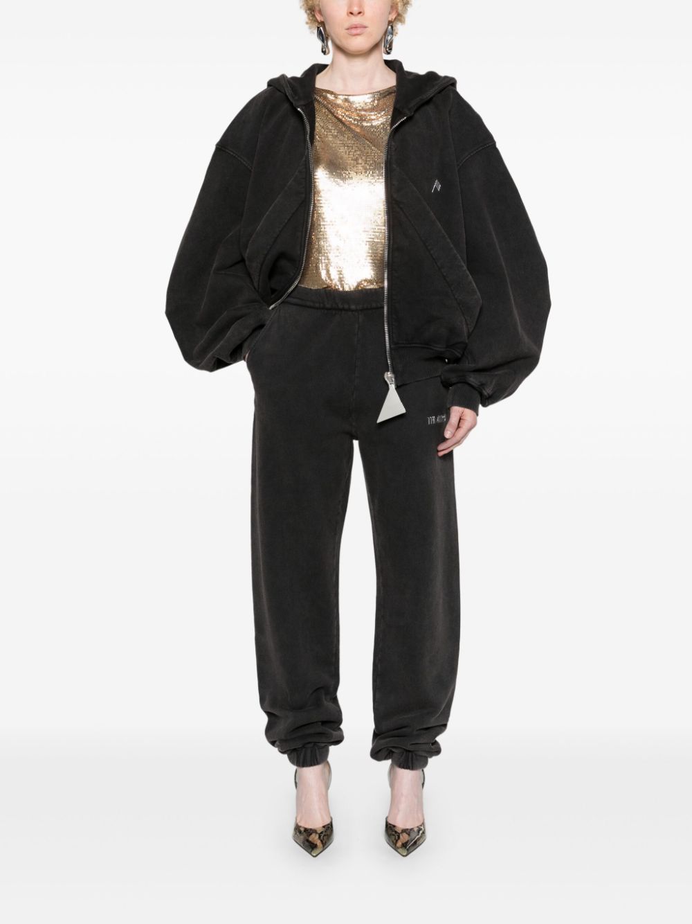 Shop Attico Wide-sleeves Cotton Hoodie In Black