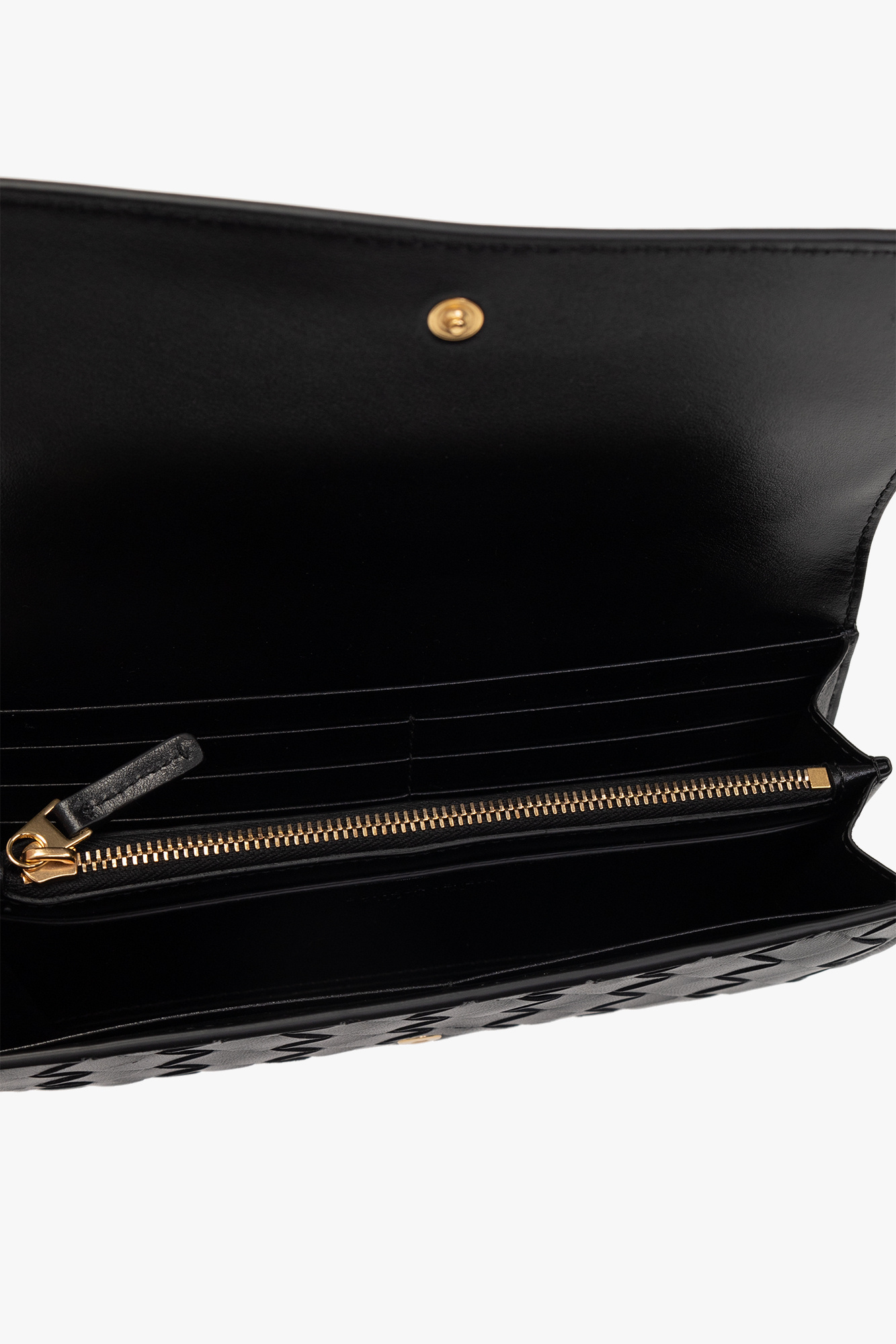 Bottega Veneta Large Woven Wallet With Flap Accessories In Black