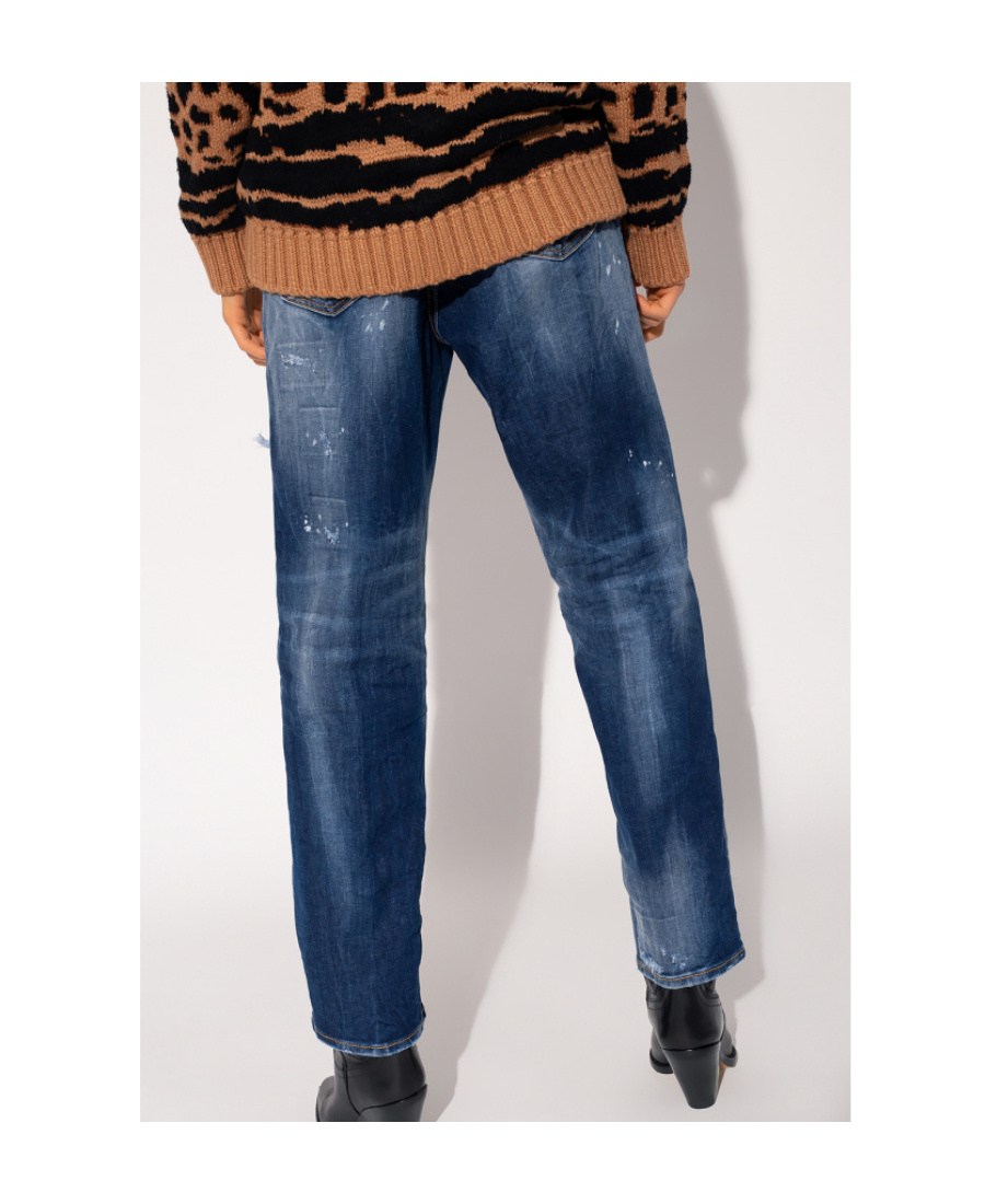 Dsquared2 Distressed High-waisted Jeans In Blue