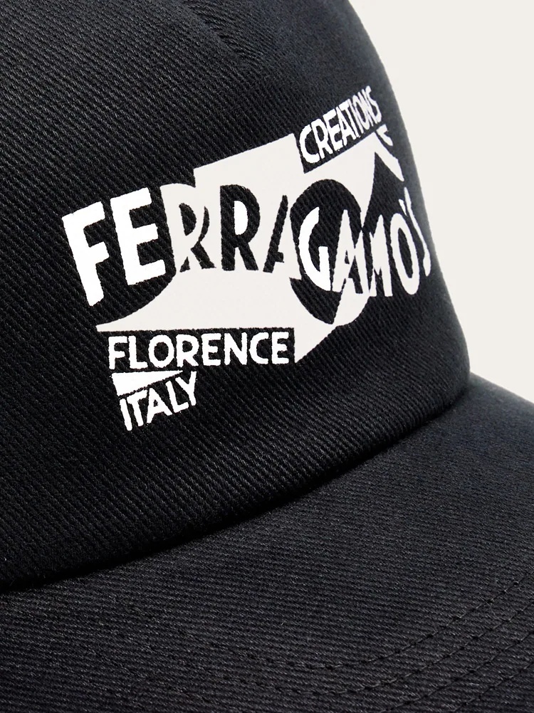 Ferragamo Casquette De Base-ball Avec Logo Blanc In Black