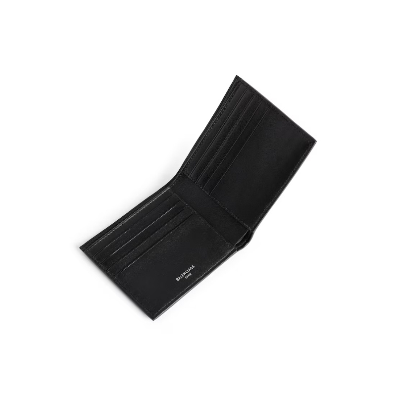 Balenciaga Men's Passport Square Folded Wallet In Black In Black