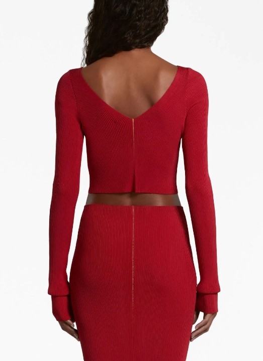 Marni Ribbed V-neck Sweater In Red