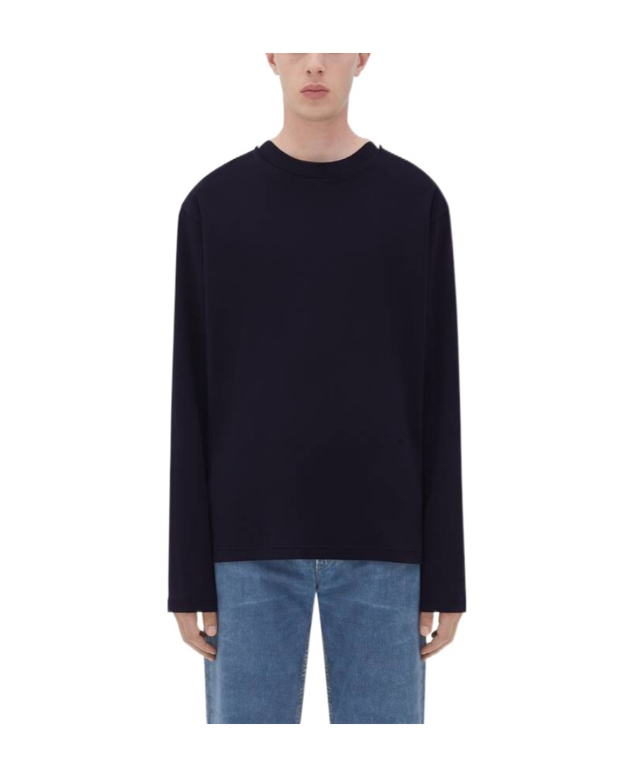 Bottega Veneta T-shirt With Round Neck And Long Sleeves In Black