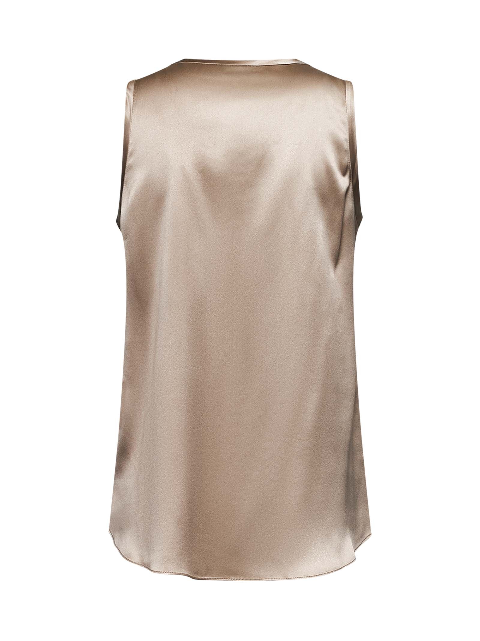 Brunello Cucinelli Khaki Satin Reversible Top In Nude