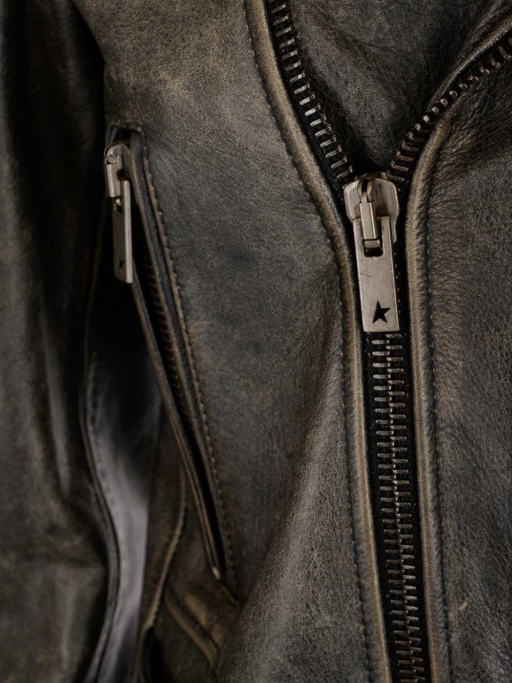 Golden Goose Deluxe Brand Cracked Effect Leather Biker Jacket In Black