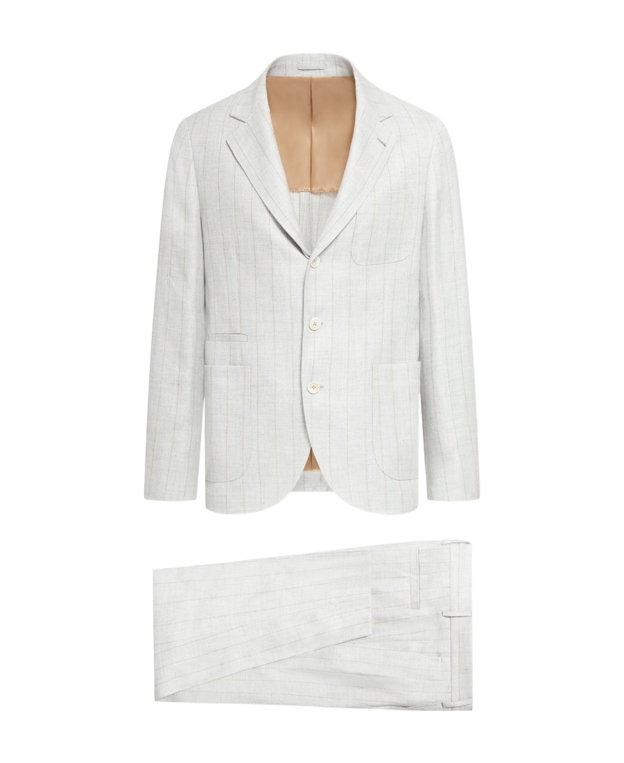 Brunello Cucinelli Pinstriped Two-piece Suit In White