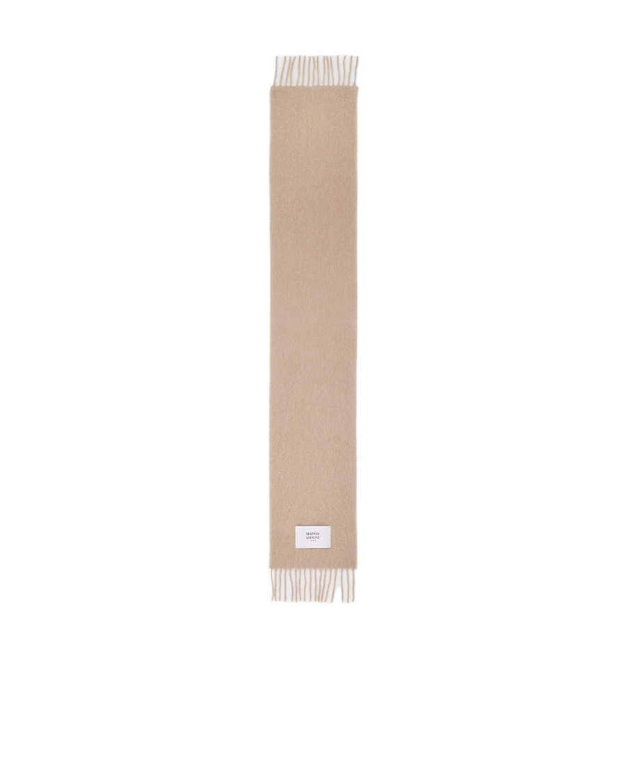 Maison Kitsuné Alpaca Wool-blend Brushed Scarf In Nude