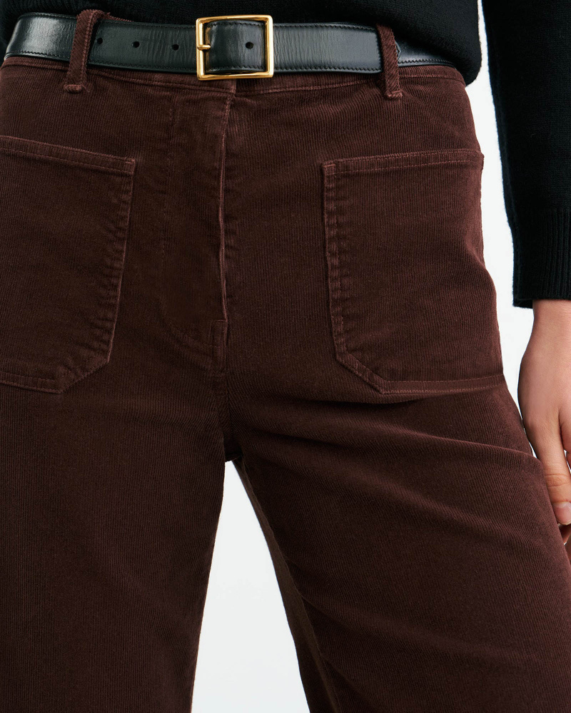 Nili Lotan Florence Cotton-blend Corduroy Flared Pants In Burgundy