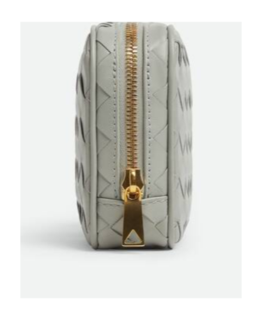 Bottega Veneta Small Intrecciato Zipper Handbag In Gray