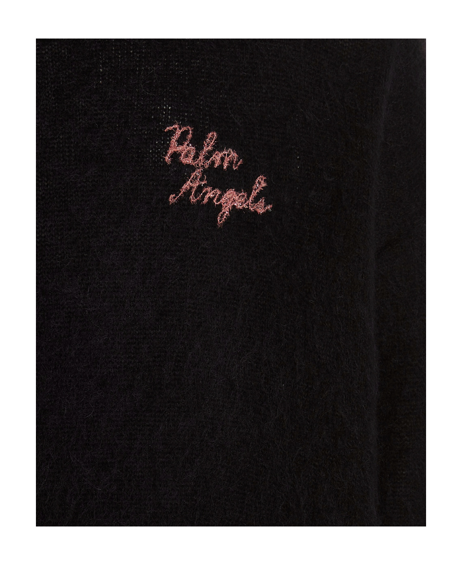 Palm Angels Palm-motif Crew-neck Jumper In Black