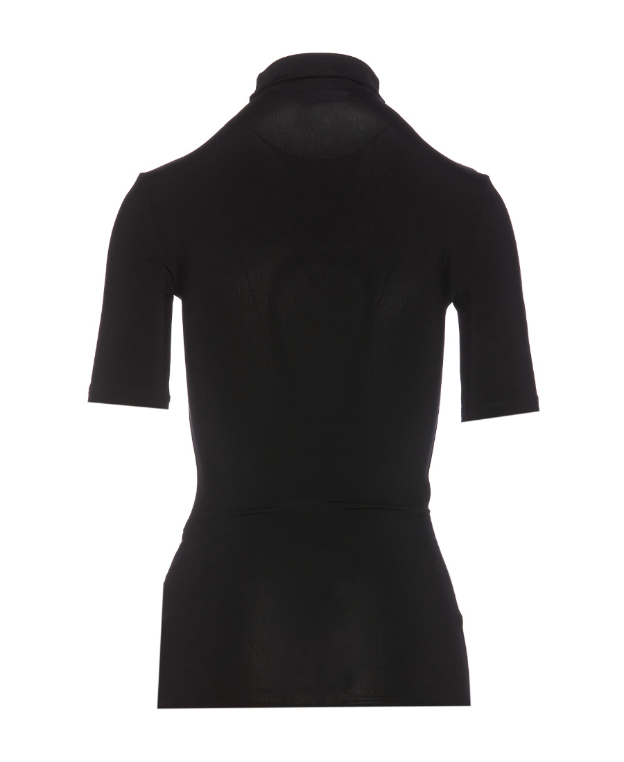 Off-white Off Stamp Second Skin Short Sleeve Turtle Neck Top In Black