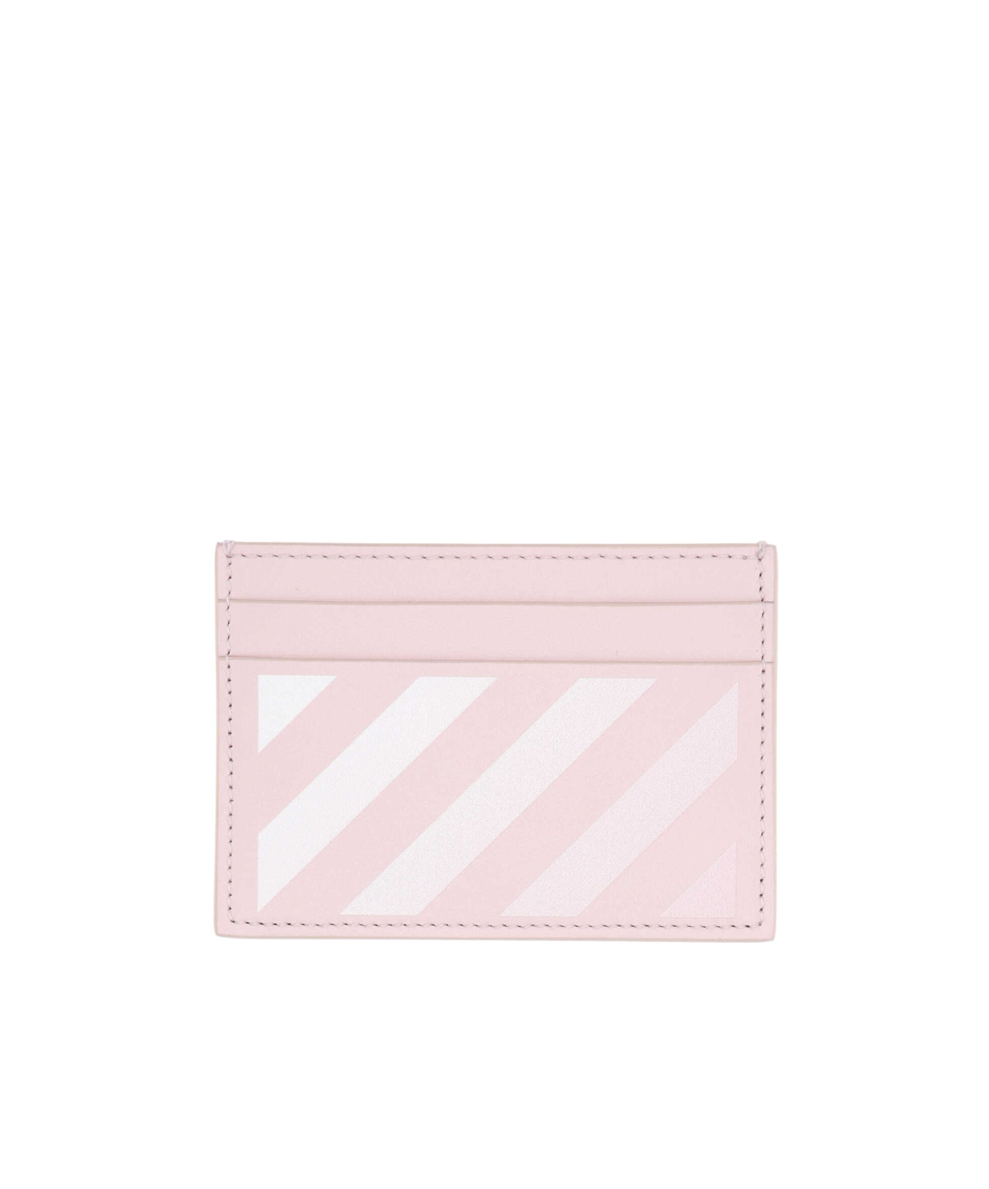 Off-white Leather Stripes Cardholder In Brown