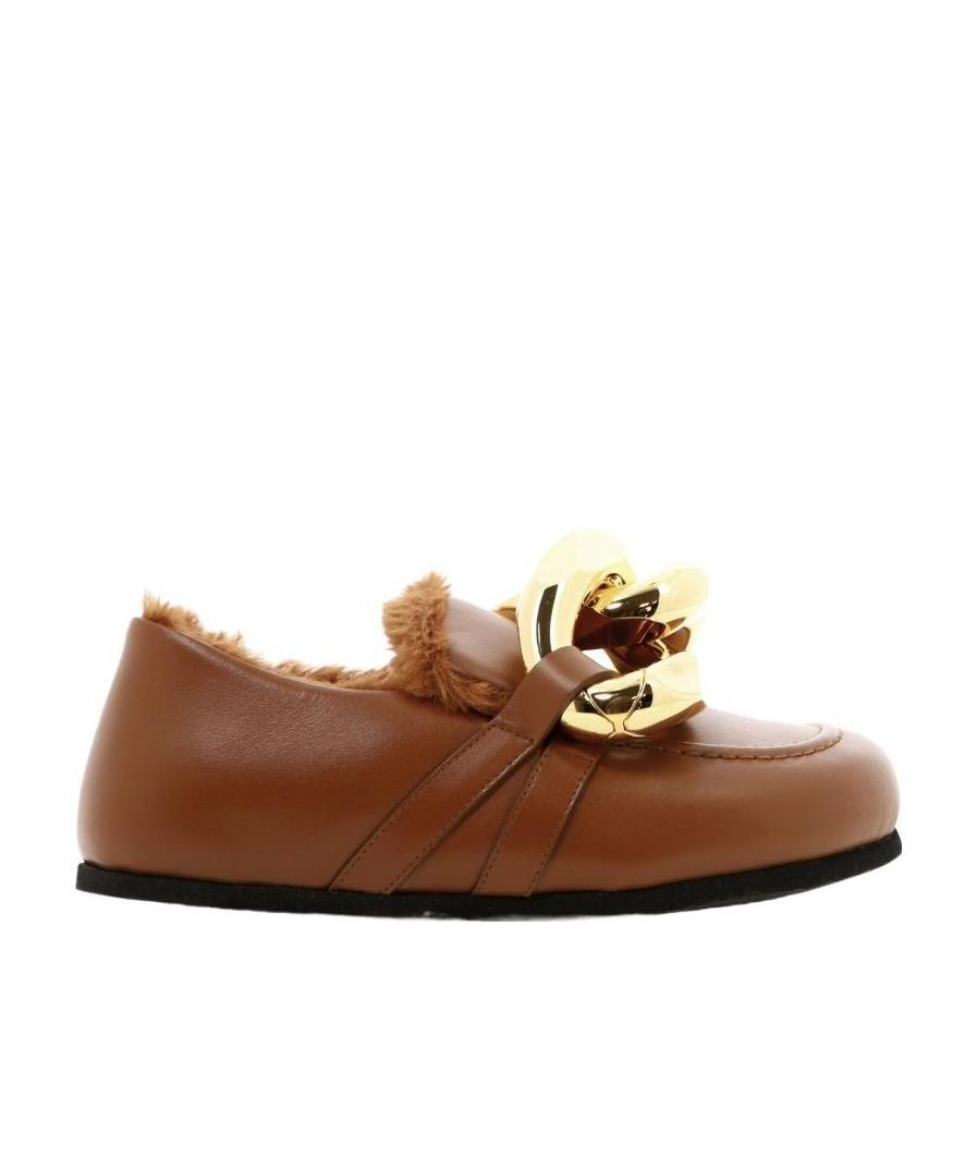 Jw Anderson Chain-decorated Love Shoes In Brown