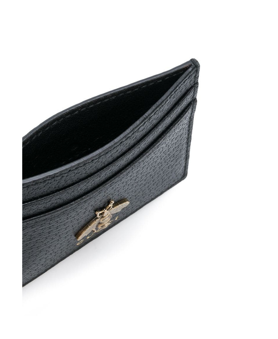 Gucci Animalier Leather Card Case In Black