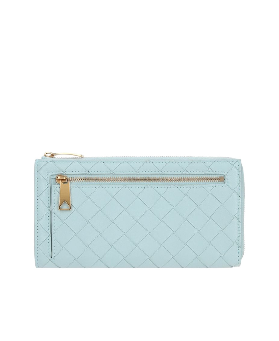 Shop Bottega Veneta Zipper Opening And Closing Wallet In Blue