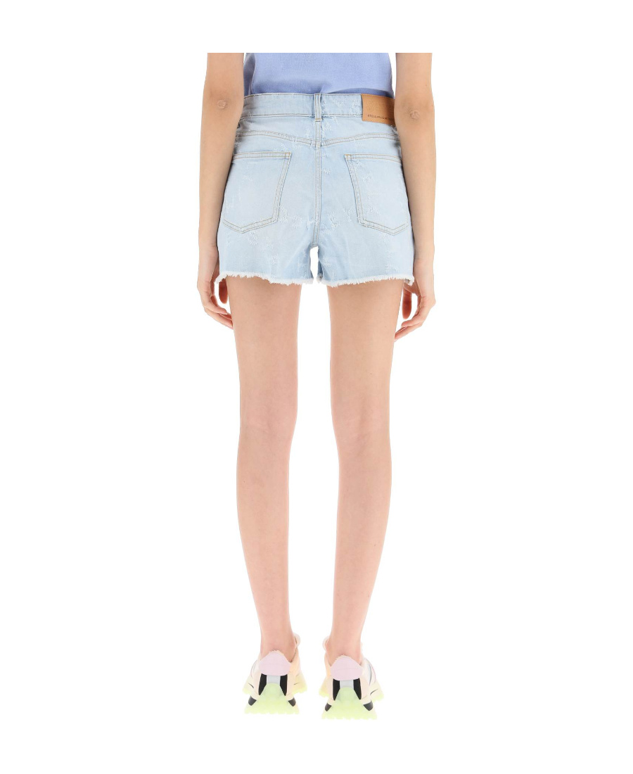 Stella Mccartney Distressed-finish Denim Shorts In White